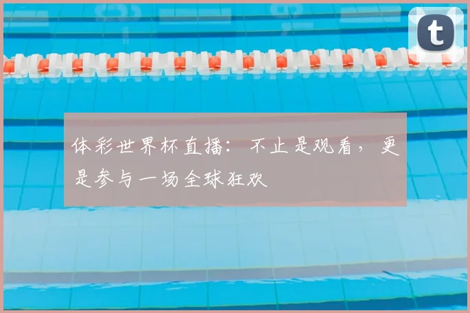 体彩世界杯直播:不止是观看,更是参与一场全球狂欢